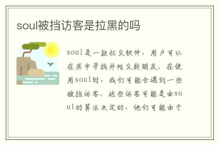 soul被挡访客是拉黑的吗